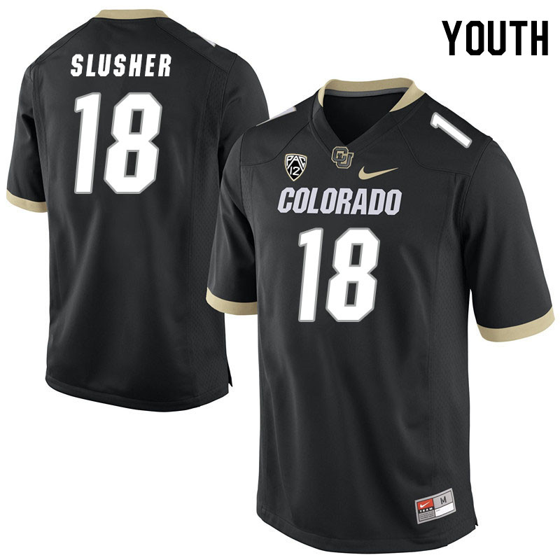 Youth #18 Myles Slusher Colorado Buffaloes College Football Jerseys Stitched Sale-Black - Click Image to Close